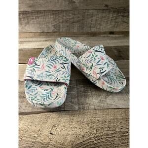Joules Floral Flamingo Print Slides Size 6